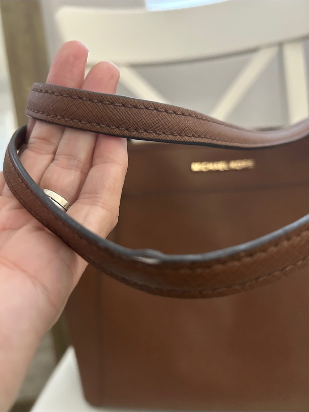 Michael Kors Brown Saffiano Tote with Gold Hardware - Picture 5 of 5